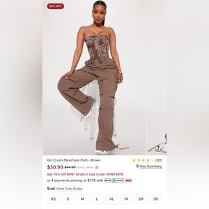 Fashion Nova Parachute Pant - Brown (M)